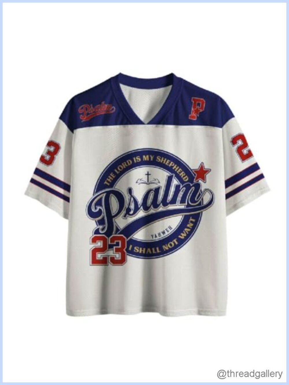 Guiding Cross Psalm 23 Christian Mesh Jersey Oversized Faith T-Shirt